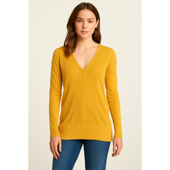 Old Navy Mustard V-Neck Long Sleeve Sweater - Picture 2 of 6